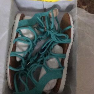 Brand new turquoise aviator sandals.